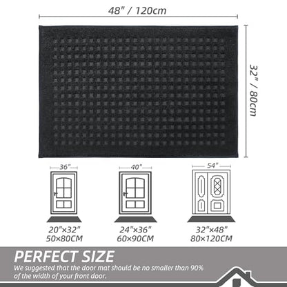 BEQHAUSE Dirt Trapper Door Mats 32"x48", Non Slip Washable, Black - color: Black, size: 32" X 48" (Rectangular)