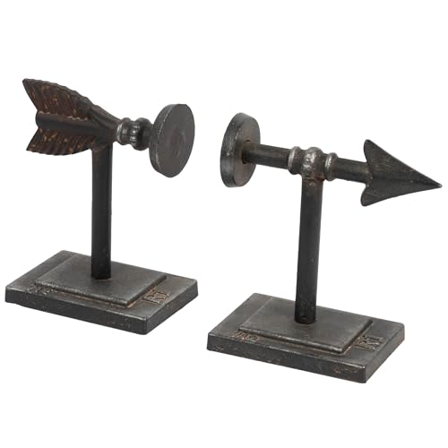 Creative Co-Op Decorative Cast Metal Arrow Bookends, Bronze Finish - color: Bronze