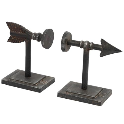 Creative Co-Op Decorative Cast Metal Arrow Bookends, Bronze Finish - color: Bronze