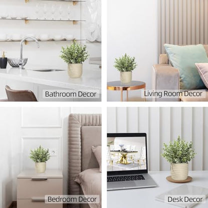 Hopewood Faux Plants, Fake Plants Eucalyptus Potted for Home Office Desk, Artificial Eucalyptus with a Weave Basket for Indoor Greenery Tabletop - color: Green Plant Style E