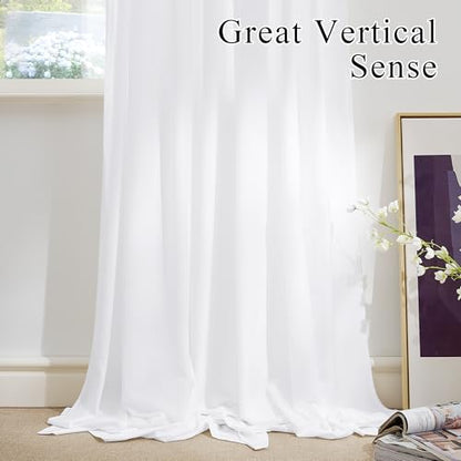 NICETOWN Non-See-Through White Sheer Curtains, W52xL84, 2 Panels - color: White, size: 52"W x 84"L (Pack of 2)
