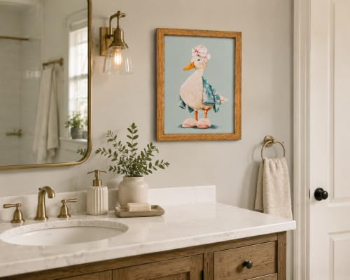 Framed Cute Duck Canvas Wall Art Poster Prints Bathroom 12×16In1P Be Hung - color: bathroom-6, size: 12×16in