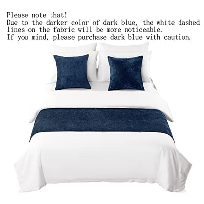 AMBERIS Bed Runner Dark Blue, Chenille Soft No Fading Modern Bed Scarf (Pillowcases Sold Separately) - color: Dark Blue, size: 5'11" x 1'8" (for 1.2m Bed)