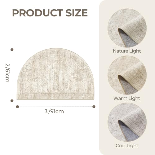 2x3 Half Circle Rug, Small Washable Entryway Rug,Beige - color: Beige/Ivory, size: 2' x 3' (Semicircular)