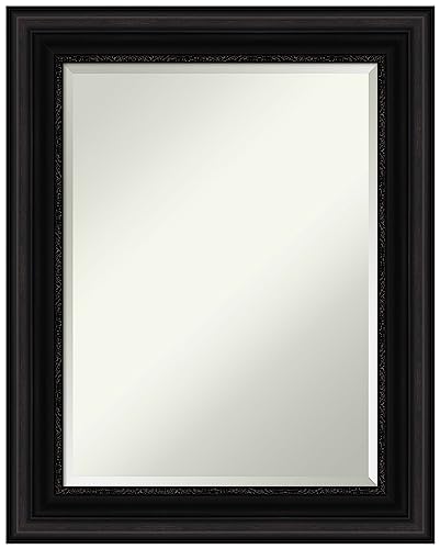 Amanti Art 오버 싱크대용 블랙 욕실 거울, 76.2 x 61cm(30 x 24인치) 팔러 블랙 직사각형 화장대 거울, 중간 전통 프레임, 수평 및 수직으로 걸 수 있음, 욕실 벽 장식, 경사진 가장자리 - color: 팔러 블랙, size: 30"L x 24"W