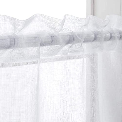KOUFALL Valances for Windows,Sheer Faux Linen Farmhouse Window Valances for Kitchen,White,18 Inches Long - color: White
