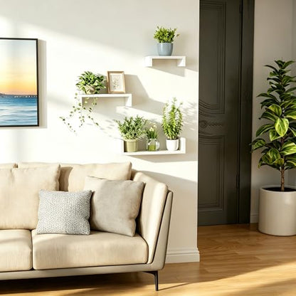 SRIWATANA White Floating Shelves, Set of 3 Solid Wood Wall Mounted Shelves - color: 1.white