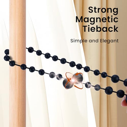 KLOGTSIND Magnetic Curtain Tiebacks, 2 Pack Wood Bead Curtain Holdbacks - color: Black