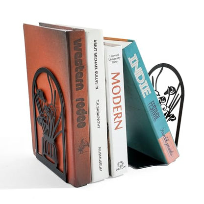 3Pairs Vase Flower Hollow Iron Bookends - color: 3pcs Style a