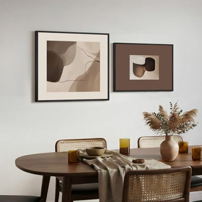 Framed Neutral Abstract Modern Brown Wall Art Bedroom, 24x24 & 24x18 Inch - color: Beige Brown, size: 24" W x 24" H x 1 Pcs + 24" W x 18" H x 1 Pcs