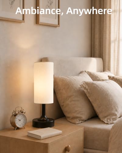 EZVALO Dimmable Cordless Table Lamp, Small Ambient Light with Timer - color: Black