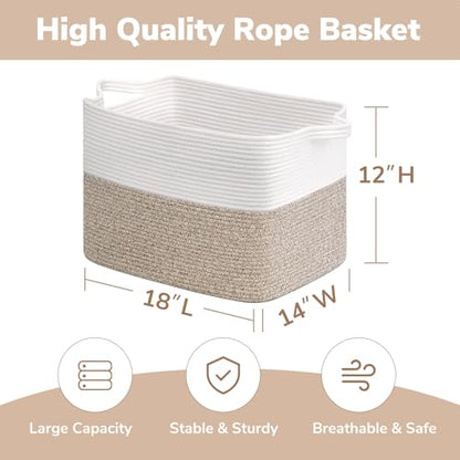 Goodpick 50L Large Woven Storage Basket, 18" x 14" x 12", Light Brown - color: Light Brown, size: 18"L x 14"W x 12"H