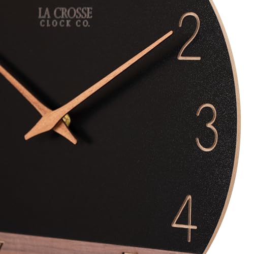 La Crosse Clock 404-3630C 12 inch Dark Sierra Wood Analog Quartz Wall Clock - color: Black/Brown
