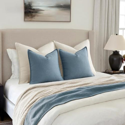 MIULEE Thick Textured Euro Sham Throw Pillow Covers 24x24 Inch Blue - color: Blue, size: 24" x 24" (Pack of 2)