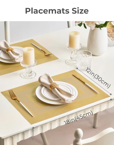 Gold Frame Placemats Set of 4 - Heat Resistant Woven Vinyl - color: C1- Gold Frame, size: Set of 4