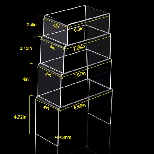 Chuangdi 20 Pcs Acrylic Display Risers, Clear Plastic Product Stand - color: Clear, size: Extra Large Set