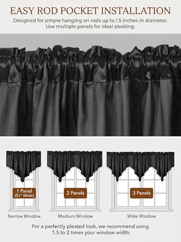 Molaxhome Swag Curtain Scalloped Curtain Valance Drape Sheer Lace Panel 1pc - color: Cloth Black