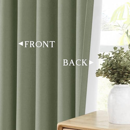 ChrisDowa Sage Green Blackout Curtains 45 Inches Long 2 Panels for Bedroom - color: Sage Green, size: 52"W x 45"L (Pack of 2)
