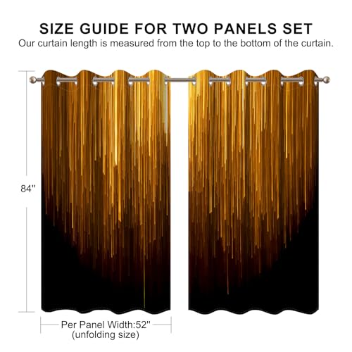 Black and Gold Blackout Curtains for Bedroom, Ombre Abstract Black Out Curtains 84 Inch Long, Thermal Insulated Blackout Drapes with Grommet Top, 52W x 84L, 2 Panels - color: 04 Gold and Black, size: 52"W x 84"L (Pack of 2)