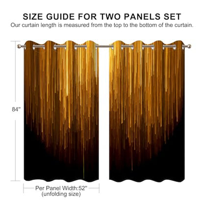 Black and Gold Blackout Curtains for Bedroom, Ombre Abstract Black Out Curtains 84 Inch Long, Thermal Insulated Blackout Drapes with Grommet Top, 52W x 84L, 2 Panels - color: 04 Gold and Black, size: 52"W x 84"L (Pack of 2)