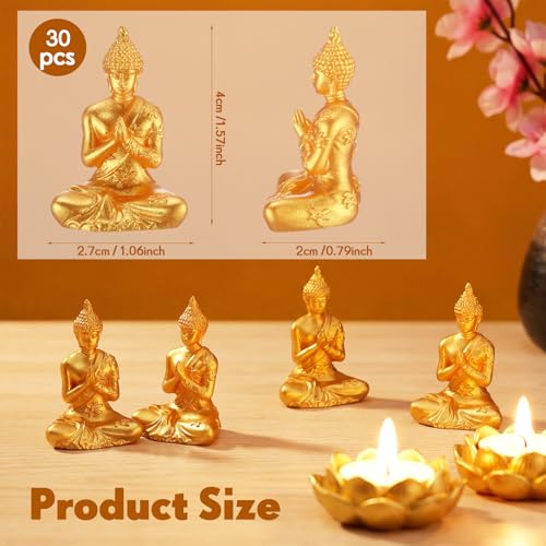 Yalikop 30 Pcs Mini Gold Buddha Figurines Bulk, 1.6" Small Resin Statues - style: Shakyamuni