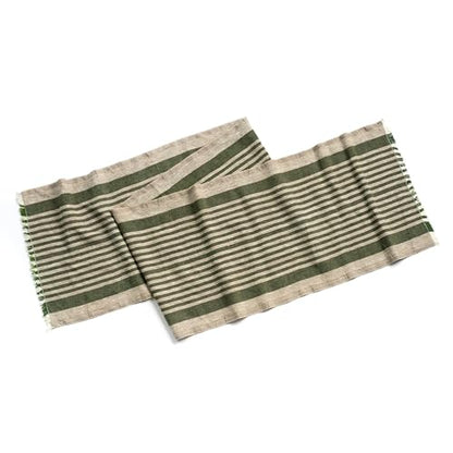 Natural Coarse 100% Linen Table Runner 18 x 95 Inches - Rustic Farmhouse Flax Table Runner for Everyday Use, Holidays & Special Occasions (Nordic Pine Green, 18 x 95 inch) - color: Nordic Pine Green