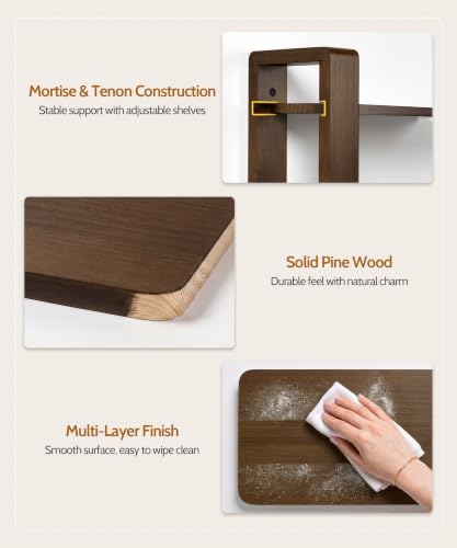 SUMGAR Floating Shelves for Wall Walnut, 2 Tier Adjustable Wall Shelf Unit - color: Walnut, size: 2 Tier 16in