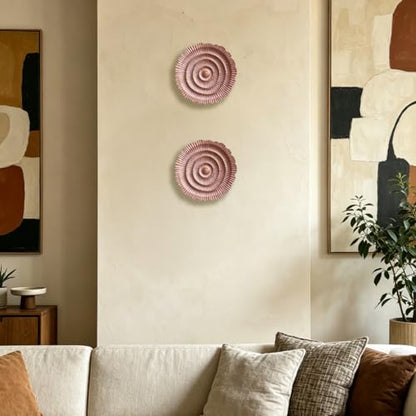 Metal Wall Sculpture, 10'' Round Textured Radiant Sunburst Wall Decor - color: 053A-Pink