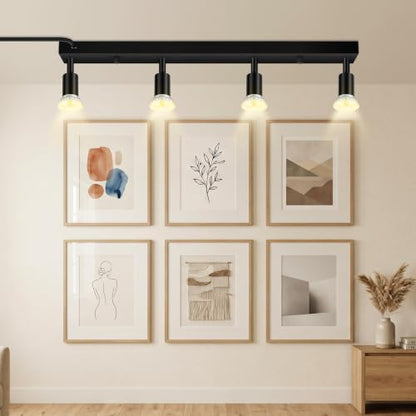 AUQUEE Plug in Track Light, 23", Black, 4 Way GU10 Wall Spotlight | Track Ceiling Lighting Fixtures, Rotatable Track Head, LED Wall Light for Kitchen Cabinet Gallery Bar Hallway Living Room - color: Black-4 lights