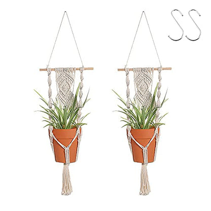 Artilady Macrame Plant Hanger, Boho Hanging Planter for Indoor Plants - color: White D