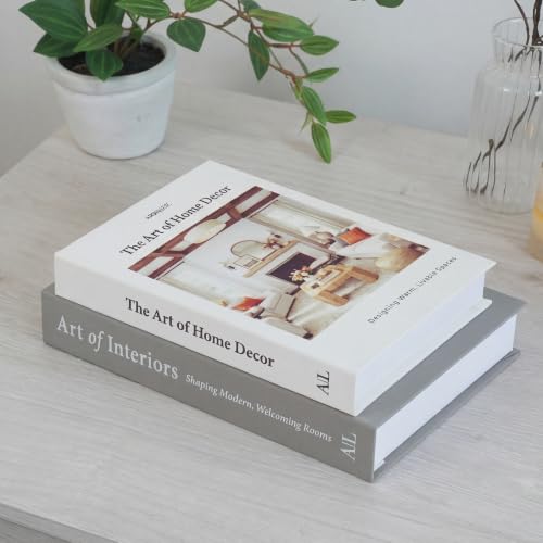 Decorative Books for Home Decor with Storage – Set of 2 Faux Linen Book Boxes with Aesthetic Covers – Enhance Your Coffee Table, Bookshelf Decor – Hidden Storage for Photos, Keepsakes, and Jewelry - color: Gray/Cream