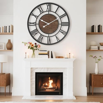 Pytha Sight 20 Inch Walnut Roman Numerals Large Wall Clocks for Living Room - color: Black Walnut, size: 20 Inch
