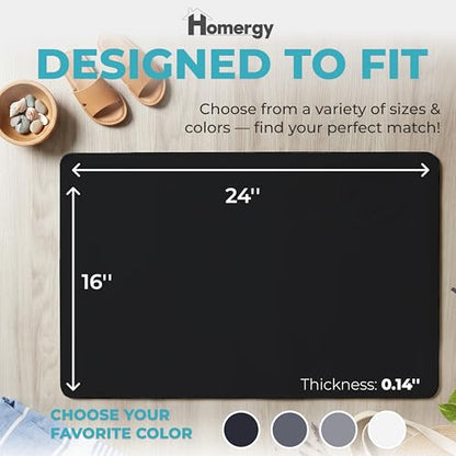 Homergy Bath Mat for Bathroom Non Slip, Quick Dry, 16x24 in, Black - color: Black, size: 16" x 24"