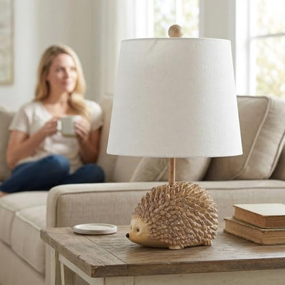Hedgehog Table Lamp.Resin Woodland Animal Accent Lamp For Bedroom,Nursery - color: Hedgehog-Brown
