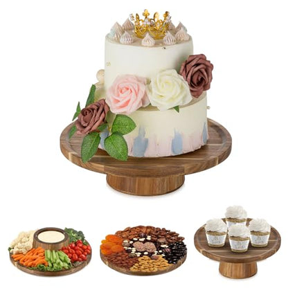 NUPTIO Wooden Cake Stand, Acacia Wood Cupcake Holder, 11.5 Inch - size: 11.5" Diameter
