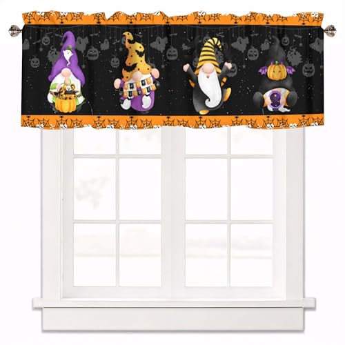 Halloween Black Spooky Gnome kitchen valances for windows 42x12 Inch - color: Halloween-lst-wsj506, size: 42"W x 12"L (Pack of 1)