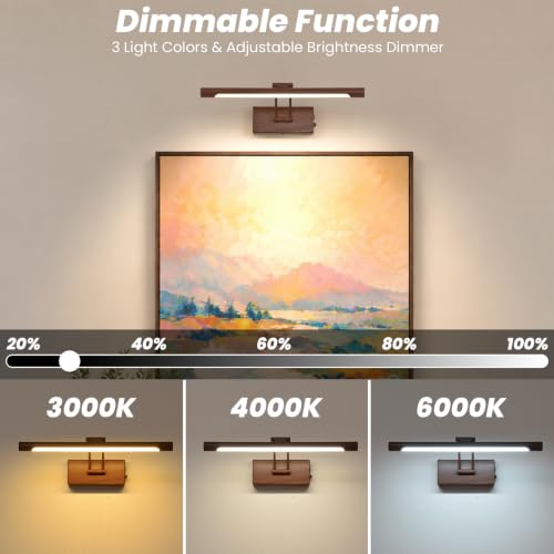 Battery Operated Picture Light for Wall,Walnut Finish 15.7-Inch - color: Walnut Finish, size: 15.7 Inch