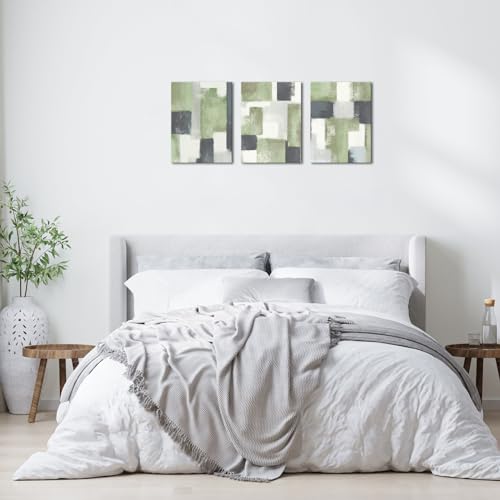 LoveHouse Green and Gray Wall Art Abstract Paintings Decor