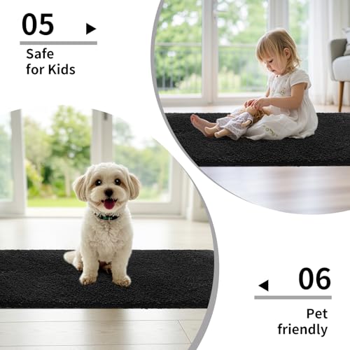 Disolla Black Bathroom Rugs 24x48, Non-Slip Plush Thick Bath Mat - color: Black, size: 2' x 4' (24''x48'' Bathroom Rug)