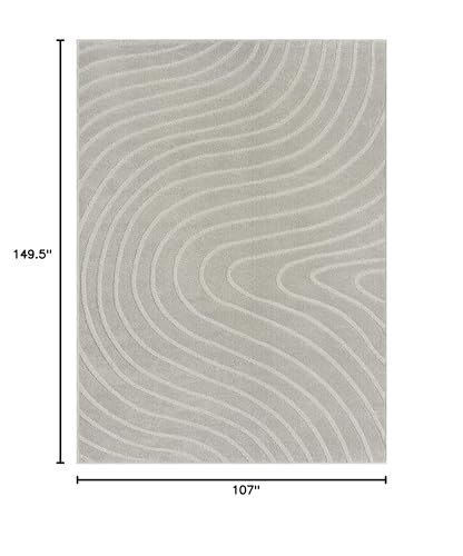 LUXE WEAVERS Modern Geometric Wave Gray 9x12 Area Rug - color: Grey, size: 9' x 12' (Rectangular)