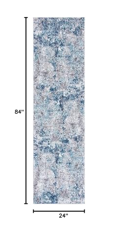 SAFAVIEH Aston Collection Runner Rug - 2' x 7', Navy & Grey, Modern Abstract Design, Non-Shedding & Easy Care, Ideal for High Traffic Areas in Living Room, Bedroom (ASN710N) - color: Navy/Grey, size: 2' x 7' (Runner)