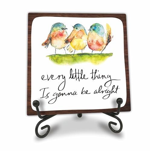 4" Bird Decor - Every Little Thing Is Gonna Be Alright - Spring Decor Watercolor Adorable Birds, Positive Quotes Wooden Plaque Desk Decor, Uplifting Gifts, Spring Decor for Home Decorations - A20 - color: Every Little Thing Is Gonna Be Alright, size: 4 x