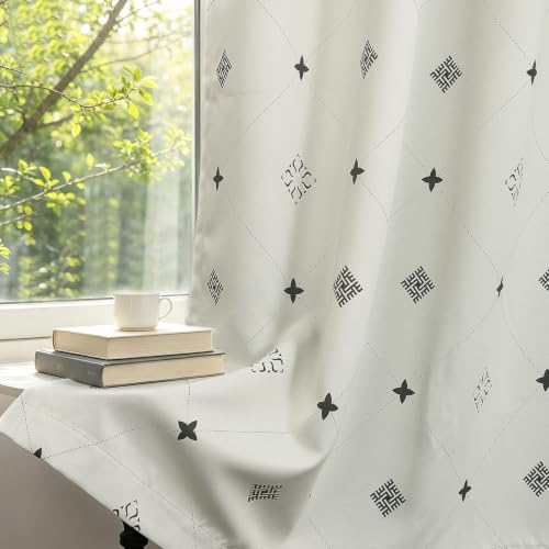 Beige Diamond Geometric Blackout Curtains Neutral Rhombus Pattern Thermal Insulated Curtains Light Blocking Modern Minimalist Window Drapes for Bedroom Living Room, 2 Panels Set 52"x63" - color: 09 Geometric - Beige, size: 52"W x 63"L (Pack of 2)