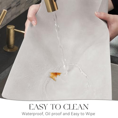 MOSAYT Vinyl Faux Leather Placemats, Set of 6, Light Grey - color: Light Grey