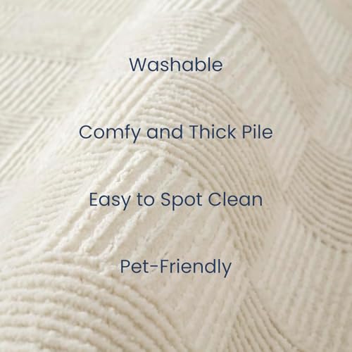 Revival Rugs Willow 2'x3' Area Rugs for Kitchen Bedroom - Washable, 100% Recycled, Oeko-TEX Certified, Medium Pile, Modern, Beige, Cream - size: 2' x 2'11" (Rectangular)