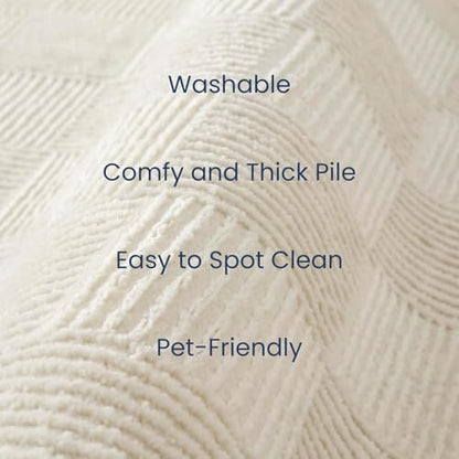 Revival Rugs Willow 2'x3' Area Rugs for Kitchen Bedroom - Washable, 100% Recycled, Oeko-TEX Certified, Medium Pile, Modern, Beige, Cream - size: 2' x 2'11" (Rectangular)