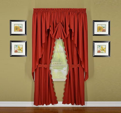 Today's Curtain, Orleans Scallop Curtain, Brick Red Fan Insert, 30" W x 40" L, Brick Red - color: Brick Red, size: 30"W x 40"L (Pack of 1)
