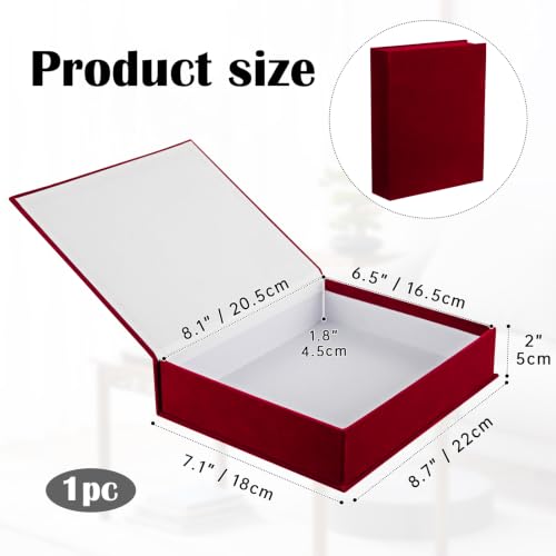 Decorative Storage Box, Burgundy Book-Shaped Velvet Gift Box with Lid - color: Burgundy