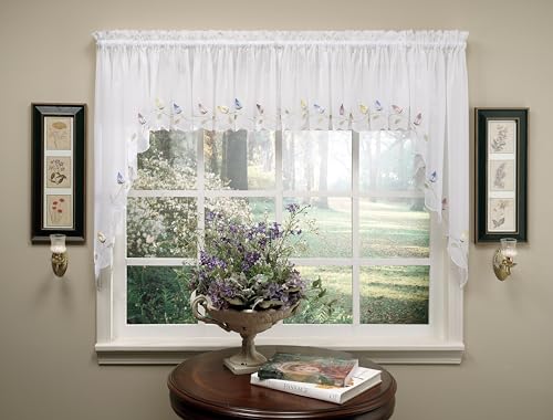 Today's Curtain,Vineyard 3-D Appliqué,Valance 14", White, 60" W x 14" L - color: White, size: 60"W x 14"L (Pack of 1)