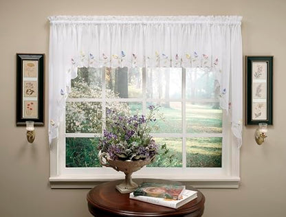 Today's Curtain,Vineyard 3-D Appliqué,Valance 14", White, 60" W x 14" L - color: White, size: 60"W x 14"L (Pack of 1)